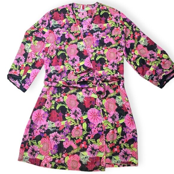 VINTAGE JOSIE by NATORI Women’s Multicolored Floral Chiffon Wrap Robe Coverup an - Picture 1 of 12